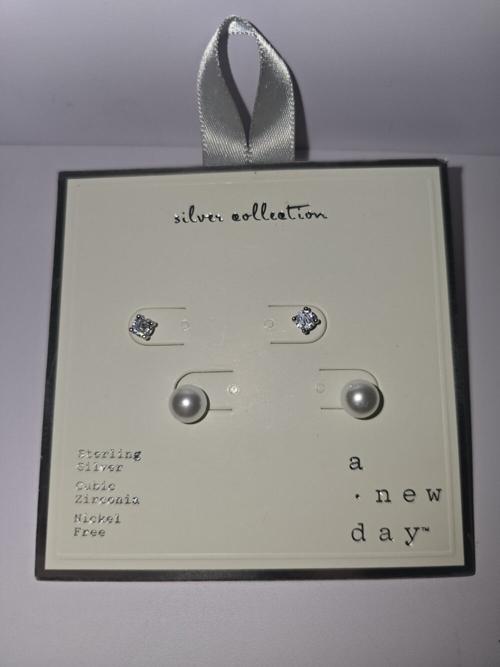 Silver Collections Sterling Silver Cubic Zirconia 2 Pairs